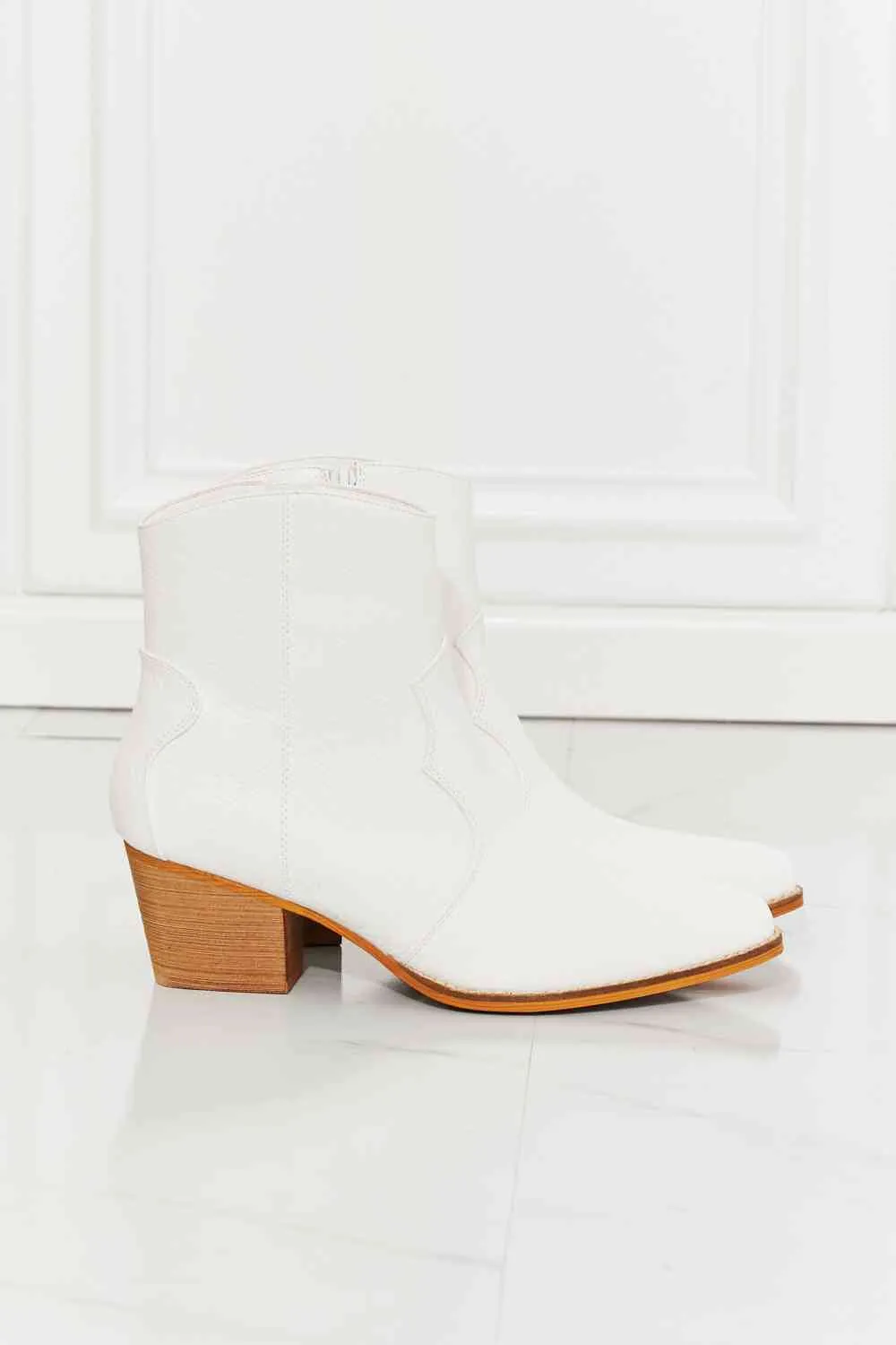 Western Ivory Ankle Vegan Leather Womens Boots