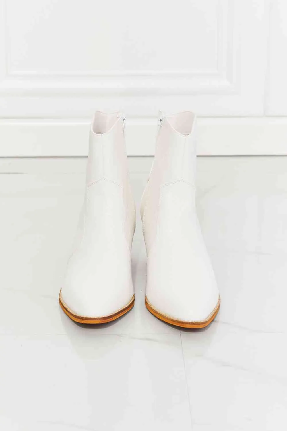 Western Ivory Ankle Vegan Leather Womens Boots