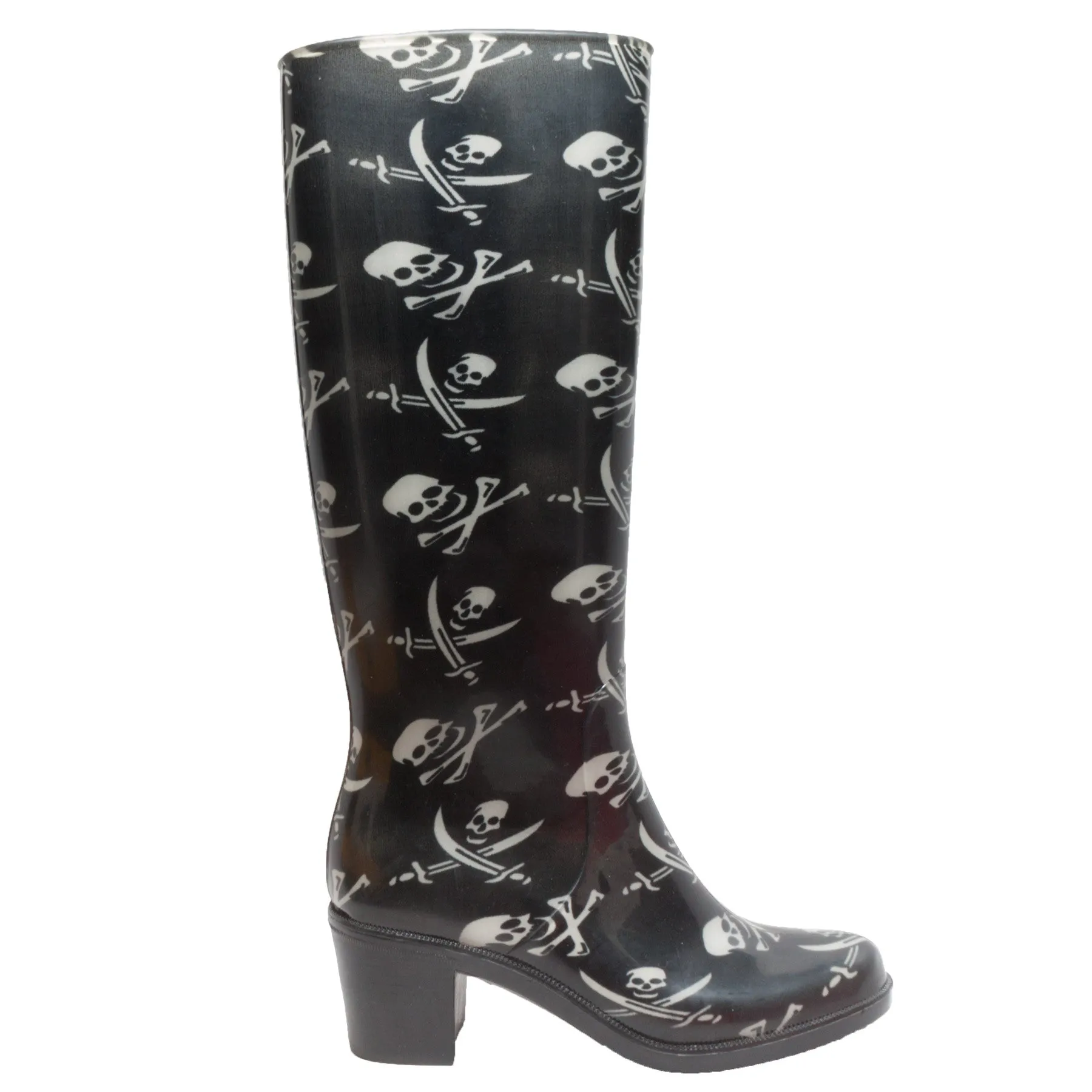 Women 16" Fashion Rain Boot Black - 8475