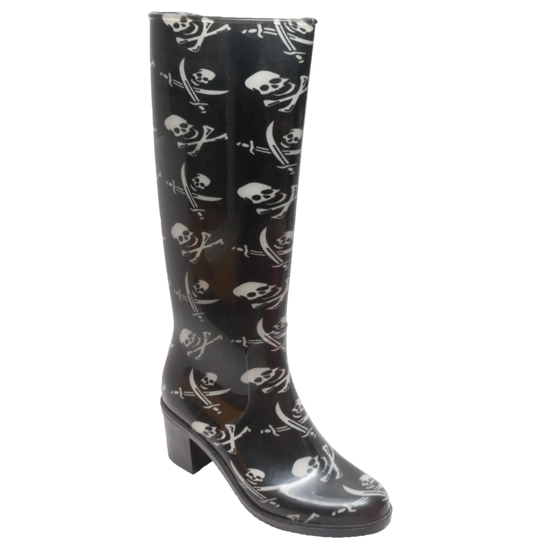 Women 16" Fashion Rain Boot Black - 8475